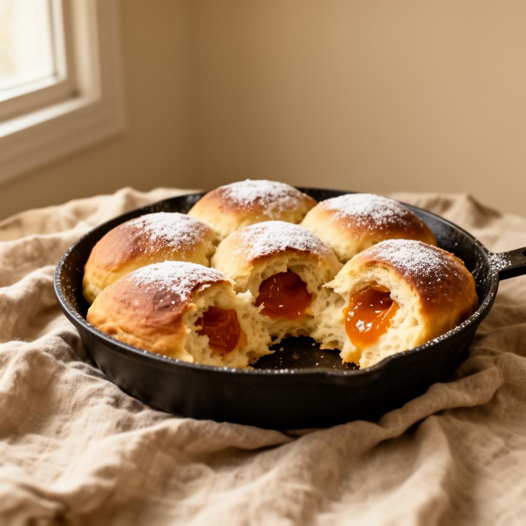 Buchteln mit Marillenmarmelade
